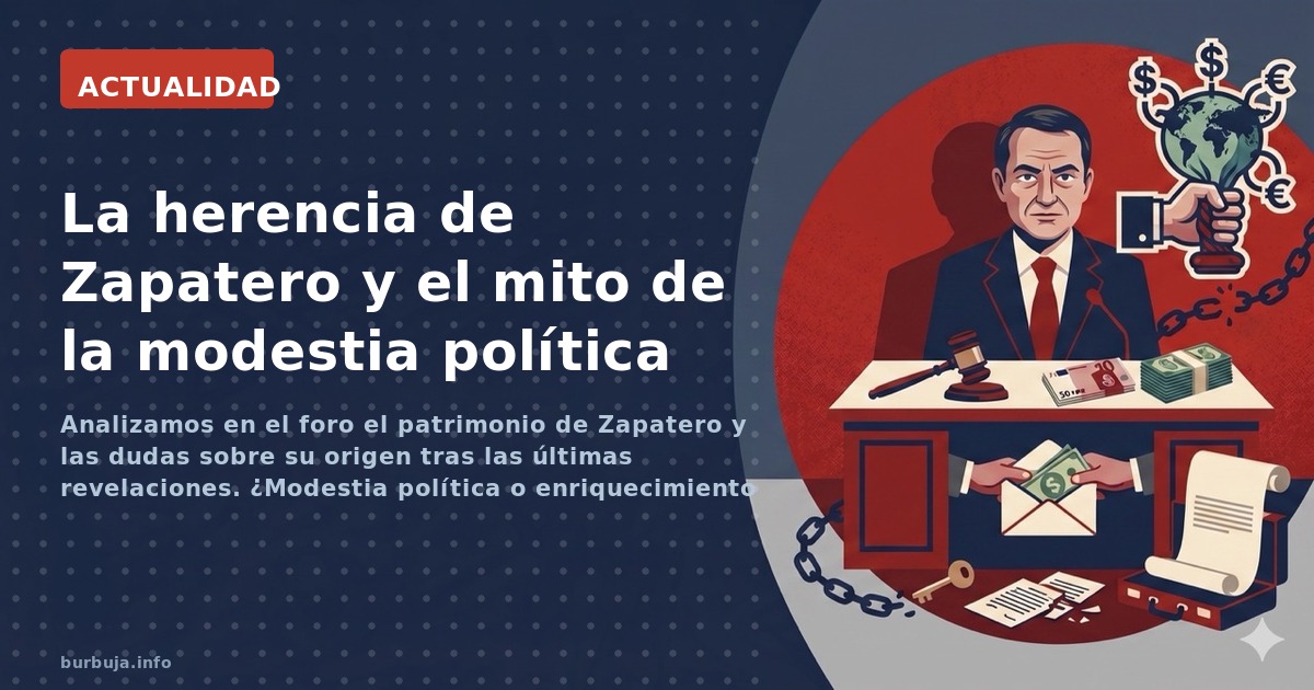Analizamos en el foro el patrimonio de Zapatero y las dudas sobre su origen tras las últimas revelaciones. ¿Modestia política