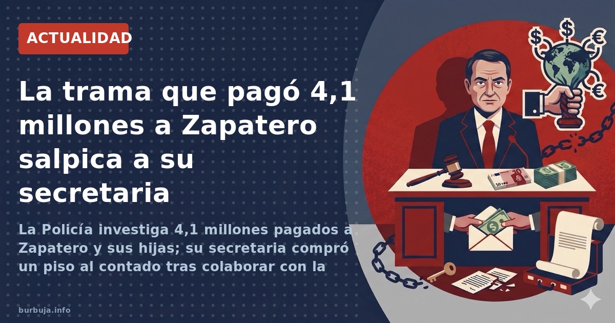 La Policía investiga 4,1 millones pagados a Zapatero y sus hijas; su secretaria compró un piso al contado tras colaborar con 