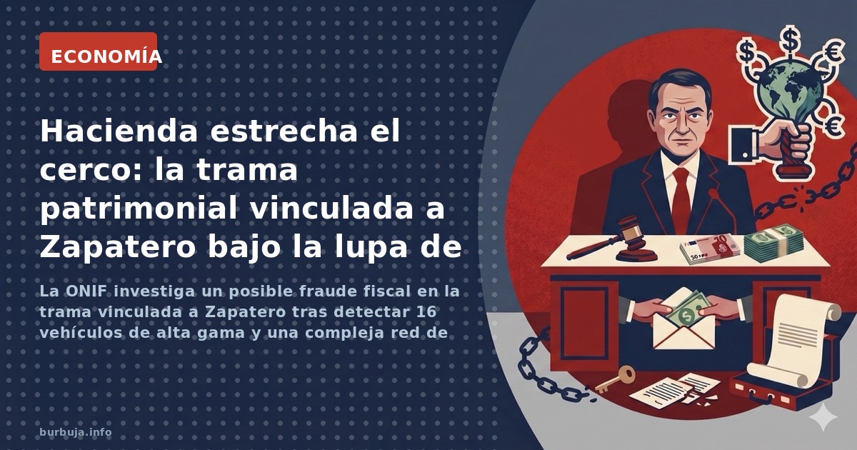La ONIF investiga un posible fraude fiscal en la trama vinculada a Zapatero tras detectar 16 vehículos de alta gama y una com
