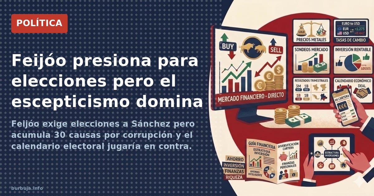 Feijóo exige elecciones a Sánchez pero acumula 30 causas por corrupción y el calendario electoral jugaría en contra. Análisis