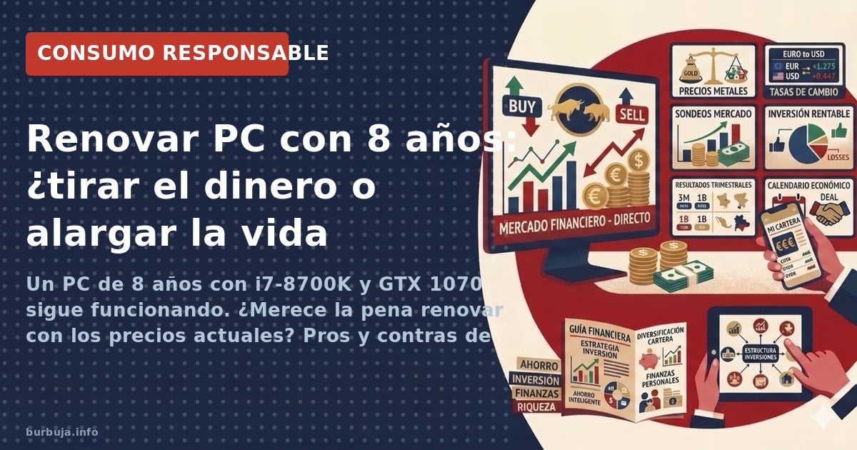 Un PC de 8 años con i7-8700K y GTX 1070 sigue funcionando. ¿Merece la pena renovar con los precios actuales? Pros y contras d