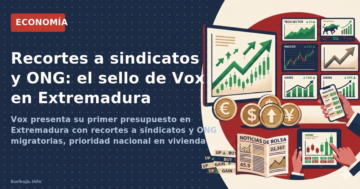 Vox presenta su primer presupuesto en Extremadura con recortes a sindicatos y ONG migratorias, prioridad nacional en vivienda