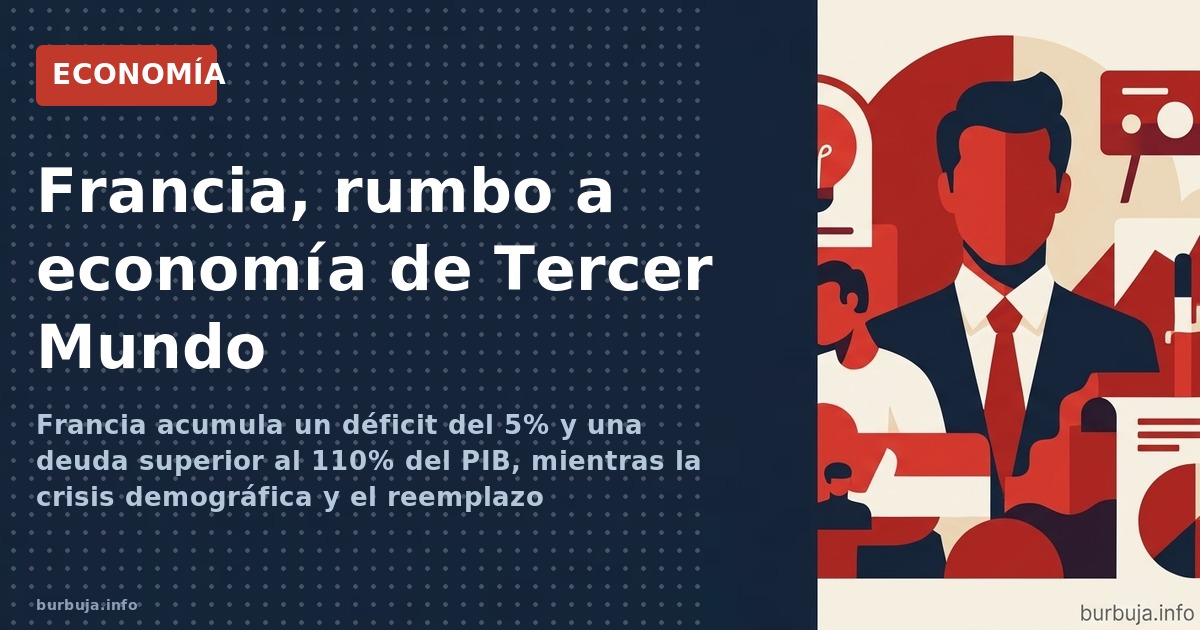Francia acumula un déficit del 5% y una deuda superior al 110% del PIB, mientras la crisis demográfica y el reemplazo poblaci