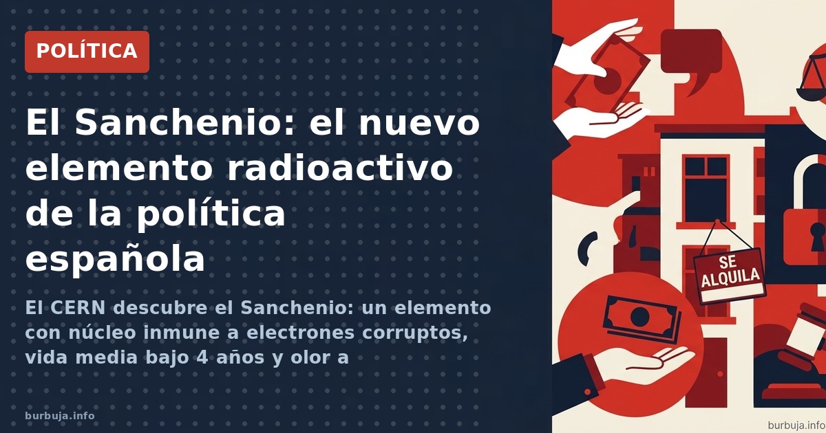 El CERN descubre el Sanchenio: un elemento con núcleo inmune a electrones corruptos, vida media bajo 4 años y olor a podredum