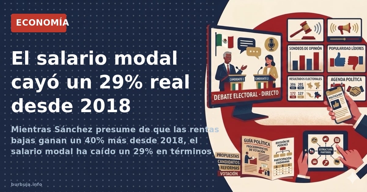Mientras Sánchez presume de que las rentas bajas ganan un 40% más desde 2018, el salario modal ha caído un 29% en términos re
