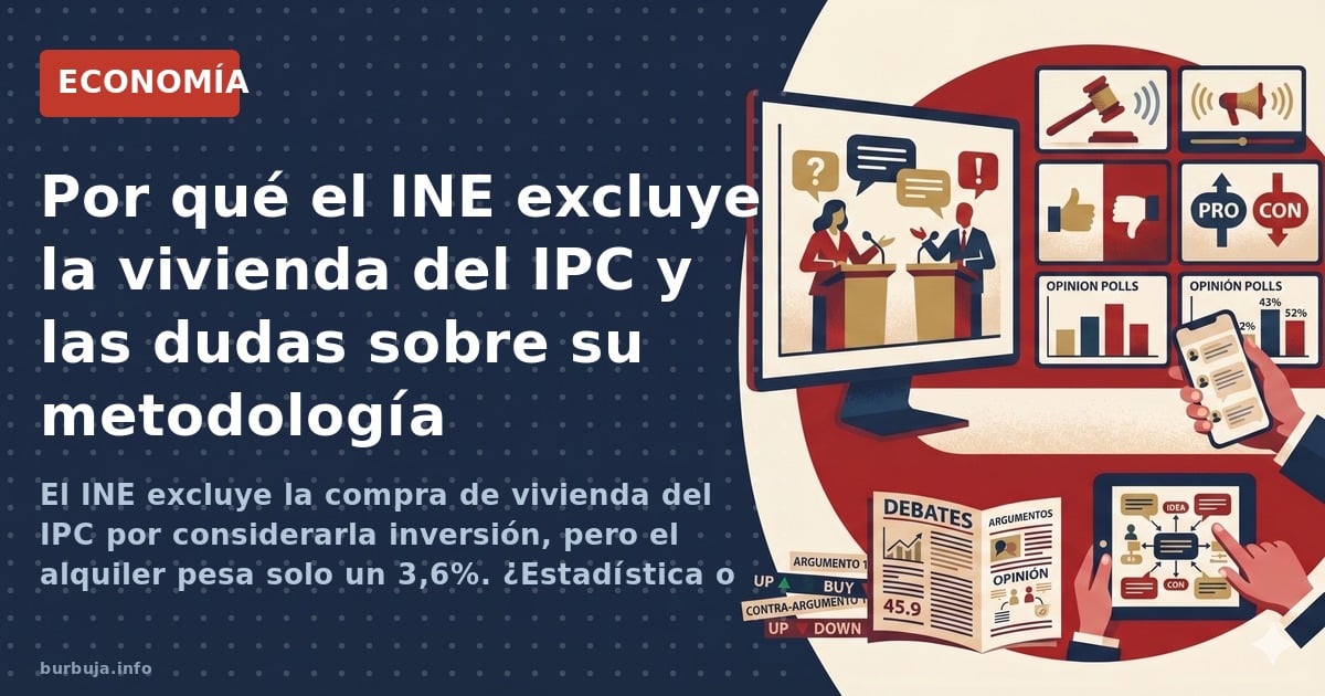 El INE excluye la compra de vivienda del IPC por considerarla inversión, pero el alquiler pesa solo un 3,6%. ¿Estadística o m