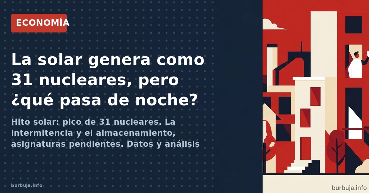 La fotovoltaica española alcanzó un pico de potencia equivalente a 31 nucleares, pero el récord esconde problemas de almacena