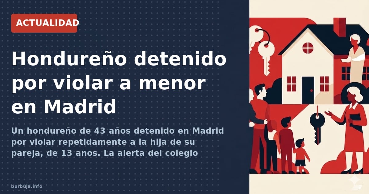 Un hondureño de 43 años detenido en Madrid por violar repetidamente a la hija de su pareja, de 13 años. La alerta del colegio