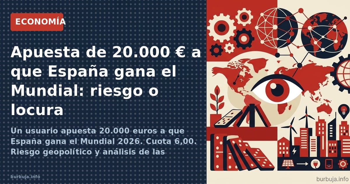 Un usuario apuesta 20.000 euros a que España gana el Mundial 2026. Cuota 6,00. Riesgo geopolítico y análisis de las opciones 