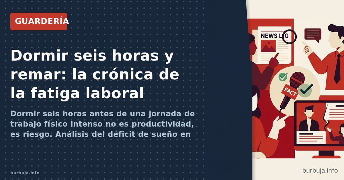 Dormir seis horas antes de una jornada de trabajo físico intenso no es productividad, es riesgo. Análisis del déficit de sueñ