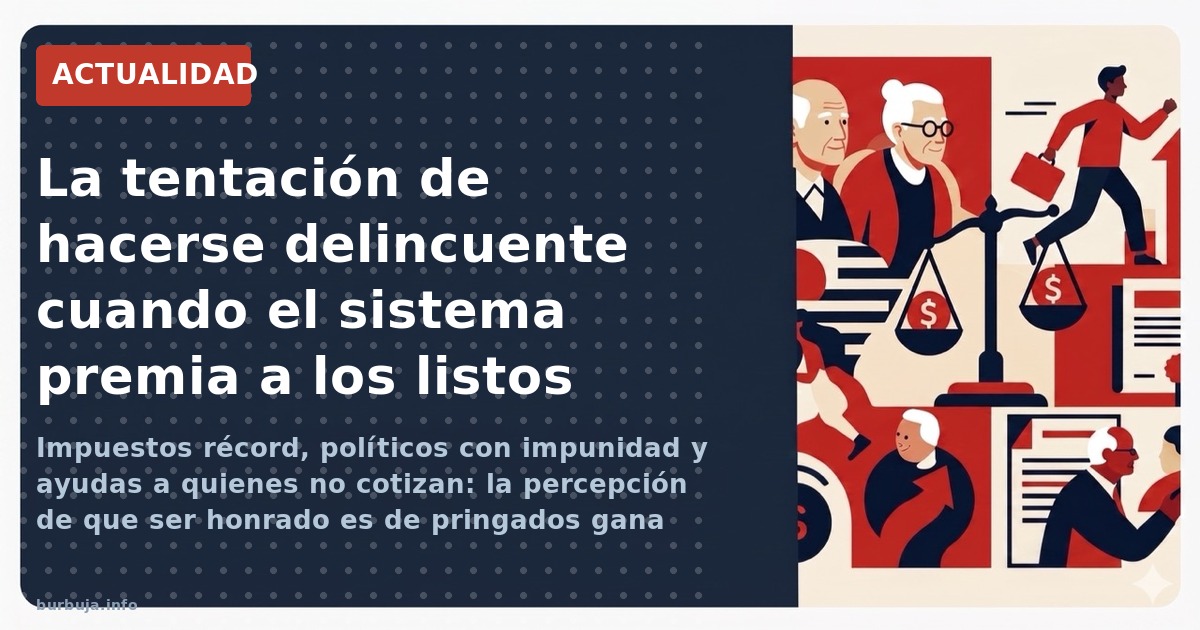 Impuestos récord, políticos con impunidad y ayudas a quienes no cotizan: la percepción de que ser honrado es de pringados gan