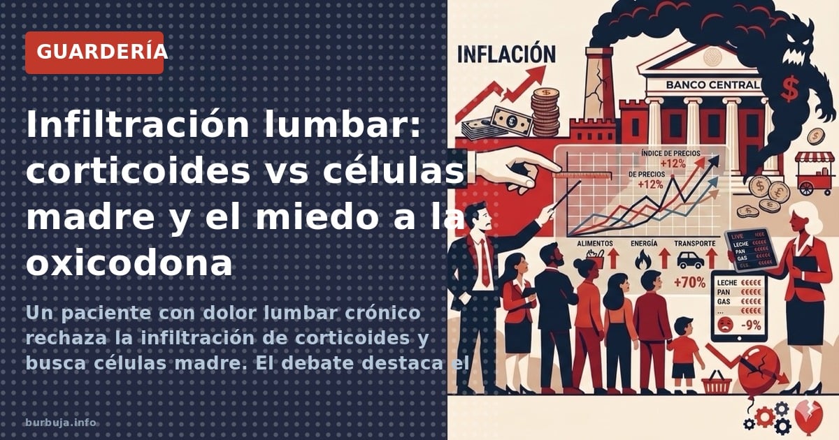 Un paciente con dolor lumbar crónico rechaza la infiltración de corticoides y busca células madre. El debate destaca el miedo