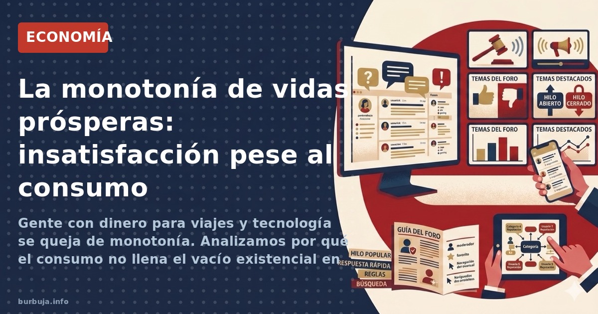 Gente con dinero para viajes y tecnología se queja de monotonía. Analizamos por qué el consumo no llena el vacío existencial 