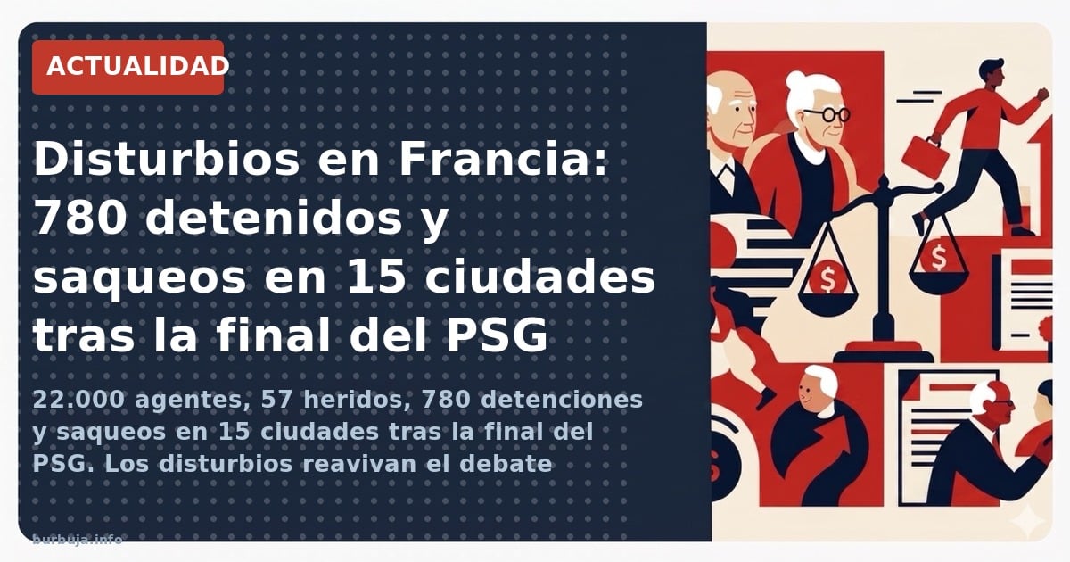Francia despliega 22.000 agentes tras los disturbios por la victoria del PSG: 57 heridos, 780 detenidos y saqueos en 15 ciuda