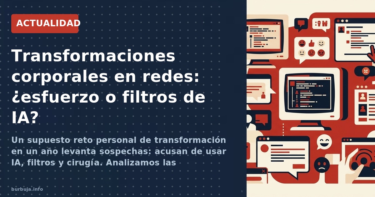 Un supuesto reto personal de transformación en un año levanta sospechas: acusan de usar IA, filtros y cirugía. Analizamos las