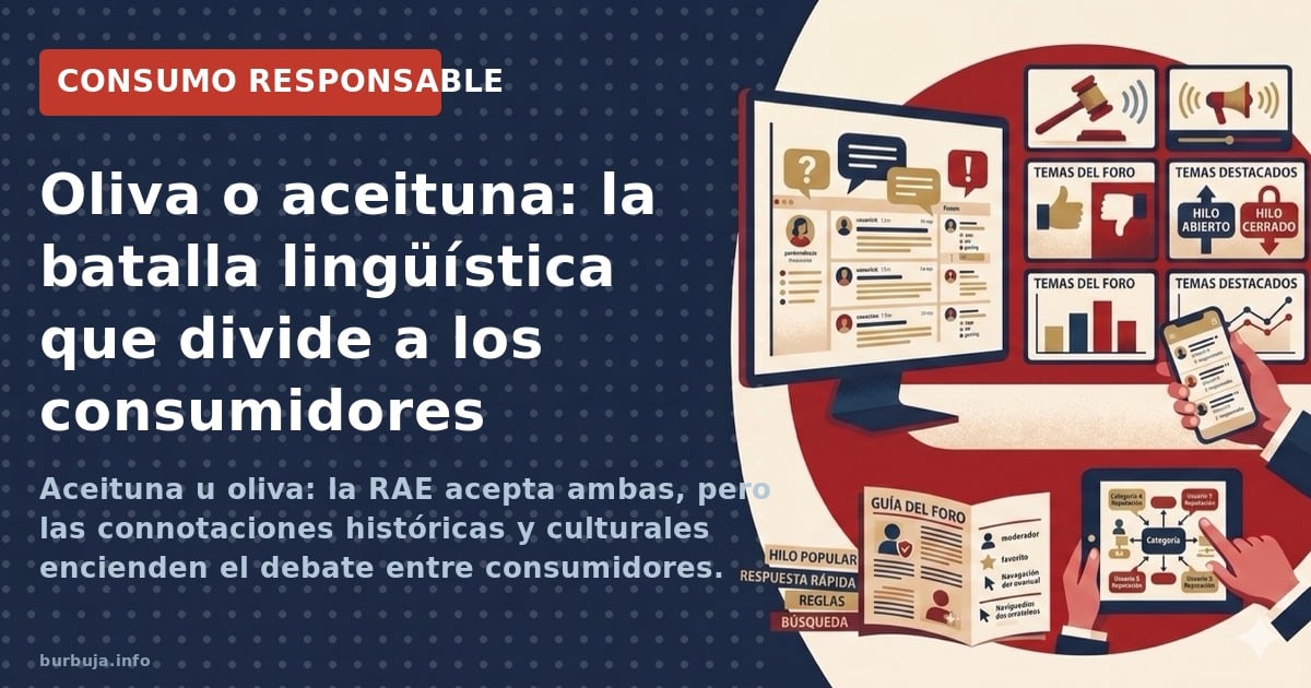 Aceituna u oliva: la RAE acepta ambas, pero las connotaciones históricas y culturales encienden el debate entre consumidores.
