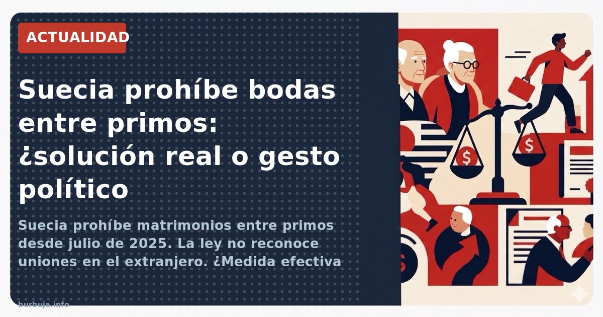 Suecia prohíbe matrimonios entre primos desde julio de 2025. La ley no reconoce uniones en el extranjero. ¿Medida efectiva co
