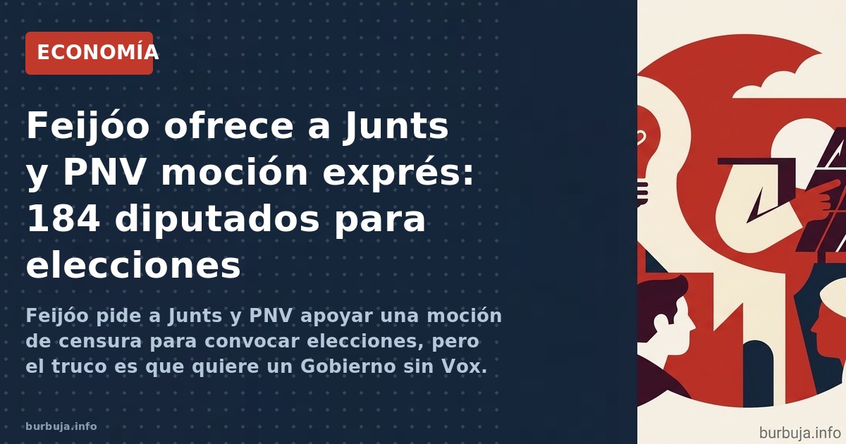 Feijóo pide a Junts y PNV apoyar una moción de censura para convocar elecciones, pero el truco es que quiere un Gobierno sin 