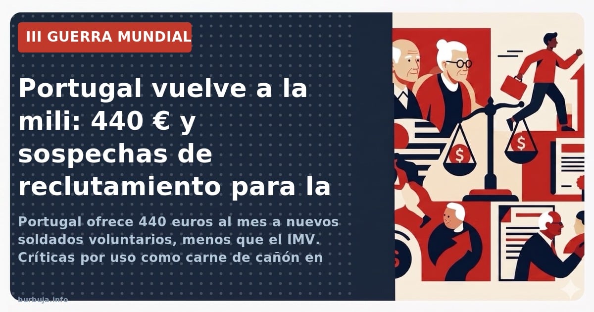 Portugal ofrece 440 euros al mes a nuevos soldados voluntarios, menos que el IMV. Críticas por uso como carne de cañón en con