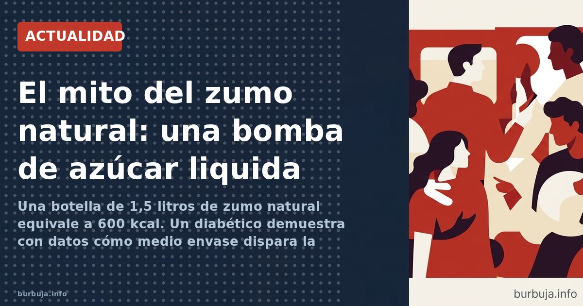 Una botella de 1,5 litros de zumo natural equivale a 600 kcal. Un diabético demuestra con datos cómo medio envase dispara la 