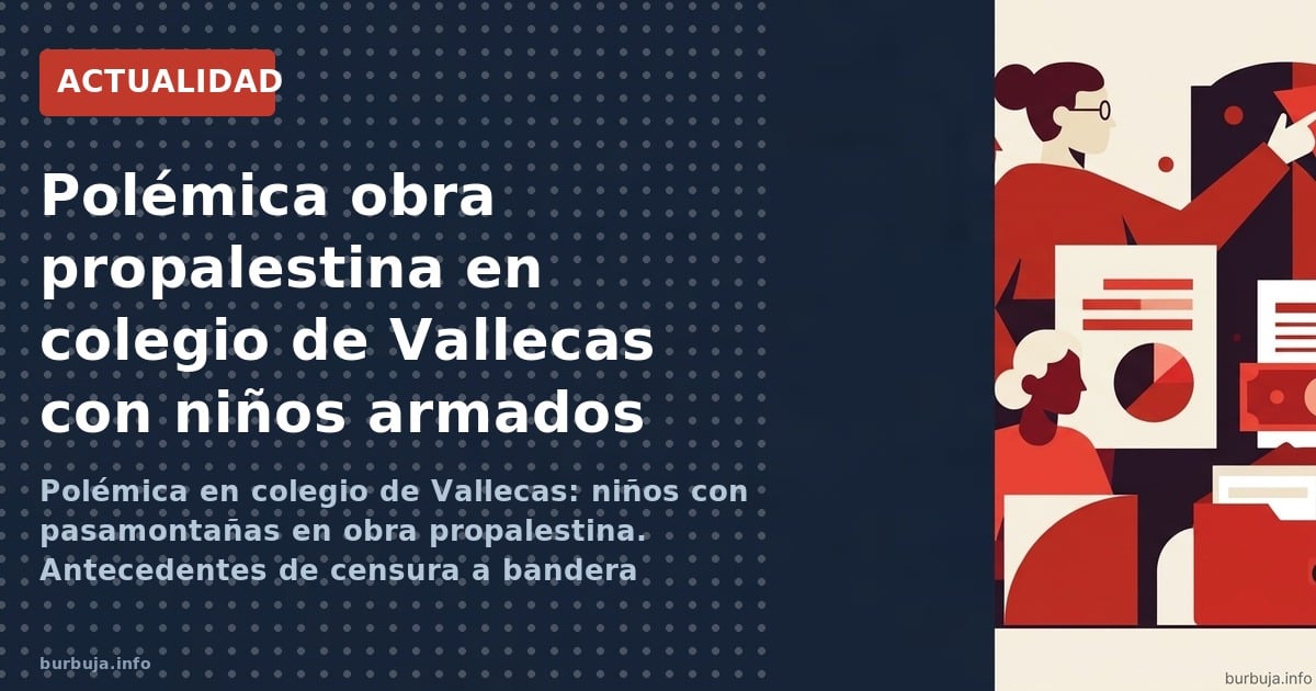 Polémica en colegio de Vallecas: niños con pasamontañas en obra propalestina. Antecedentes de censura a bandera palestina.