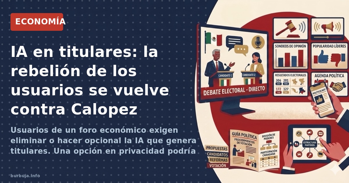 Usuarios de un foro económico exigen eliminar o hacer opcional la IA que genera titulares. Una opción en privacidad podría se
