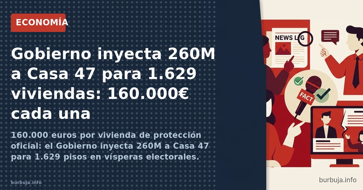 160.000 euros por vivienda de protección oficial: el Gobierno inyecta 260M a Casa 47 para 1.629 pisos en vísperas electorales