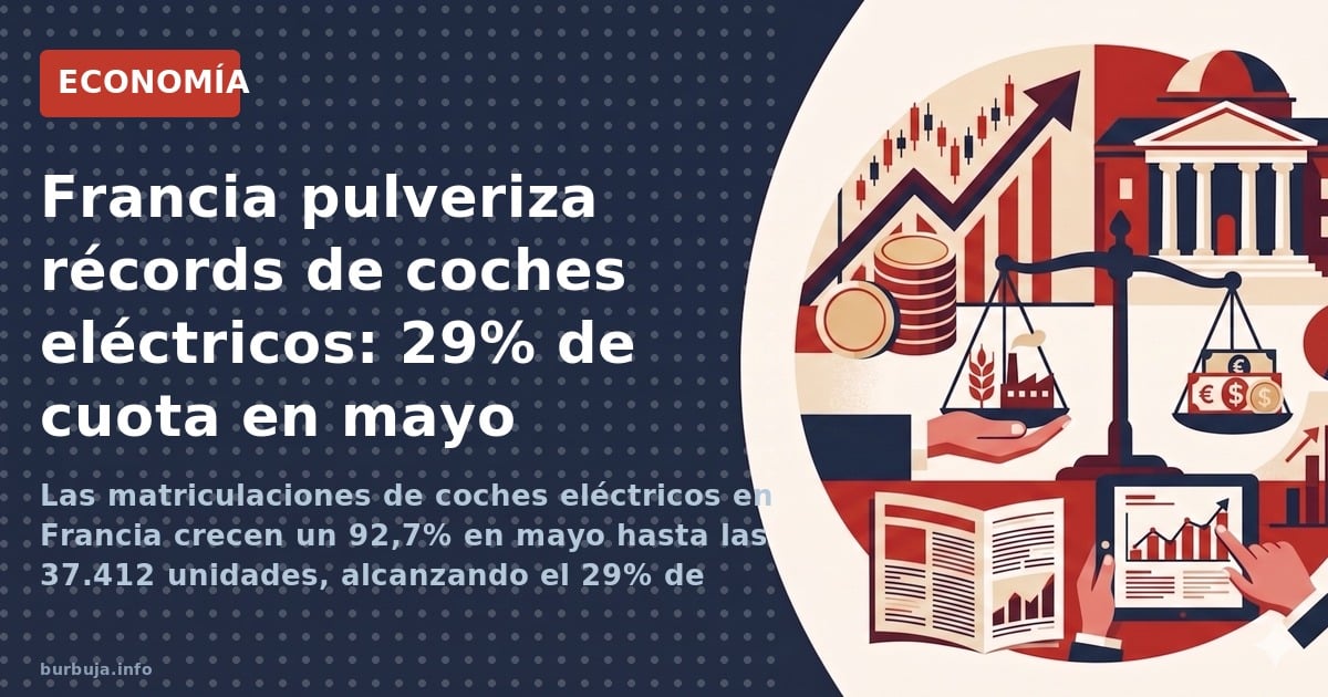Las matriculaciones de coches eléctricos en Francia crecen un 92,7% en mayo hasta las 37.412 unidades, alcanzando el 29% de c