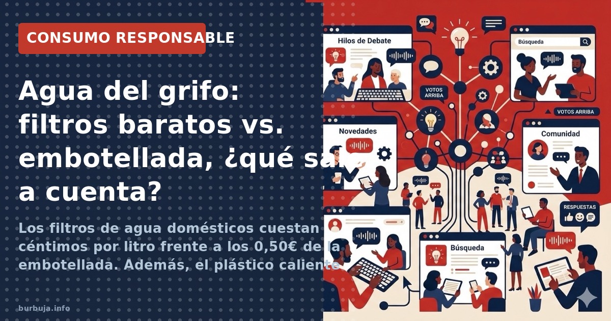 Los filtros de agua domésticos cuestan céntimos por litro frente a los 0,50€ de la embotellada. Además, el plástico caliente 