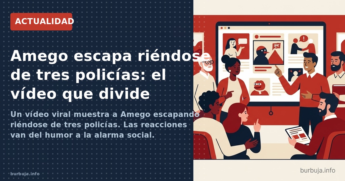 Un vídeo viral muestra a Amego escapando riéndose de tres policías. Las reacciones van del humor a la alarma social.