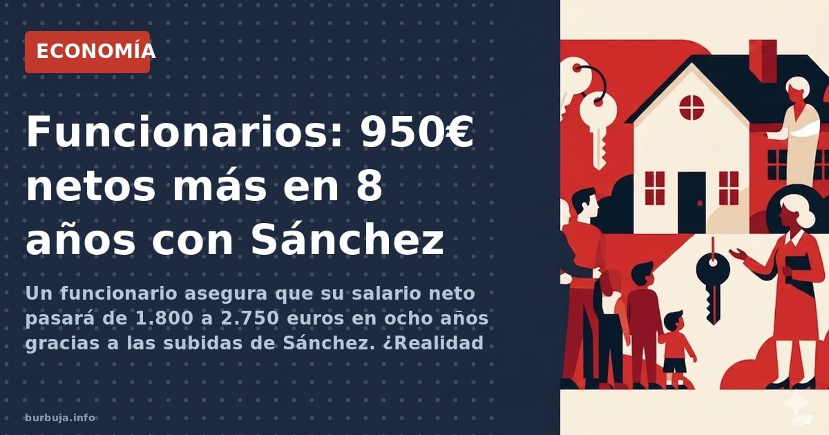 Un funcionario asegura que su salario neto pasará de 1.800 a 2.750 euros en ocho años gracias a las subidas de Sánchez. ¿Real