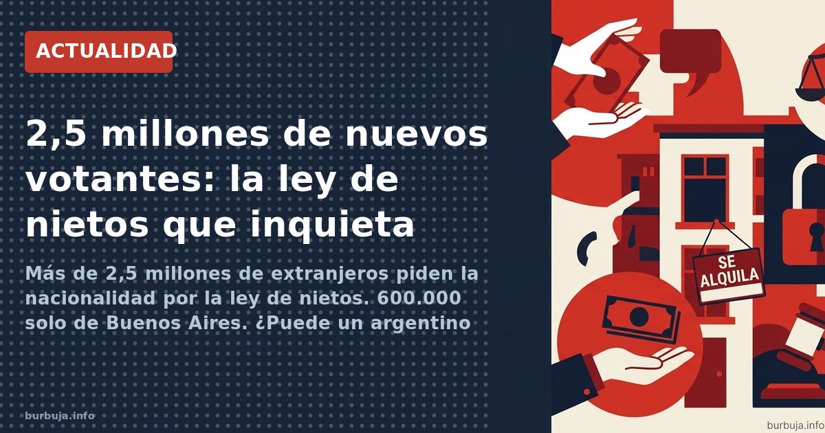 Más de 2,5 millones de extranjeros piden la nacionalidad por la ley de nietos. 600.000 solo de Buenos Aires. ¿Puede un argent