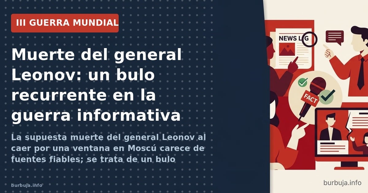 La supuesta muerte del general Leonov al caer por una ventana en Moscú carece de fuentes fiables; se trata de un bulo recurre