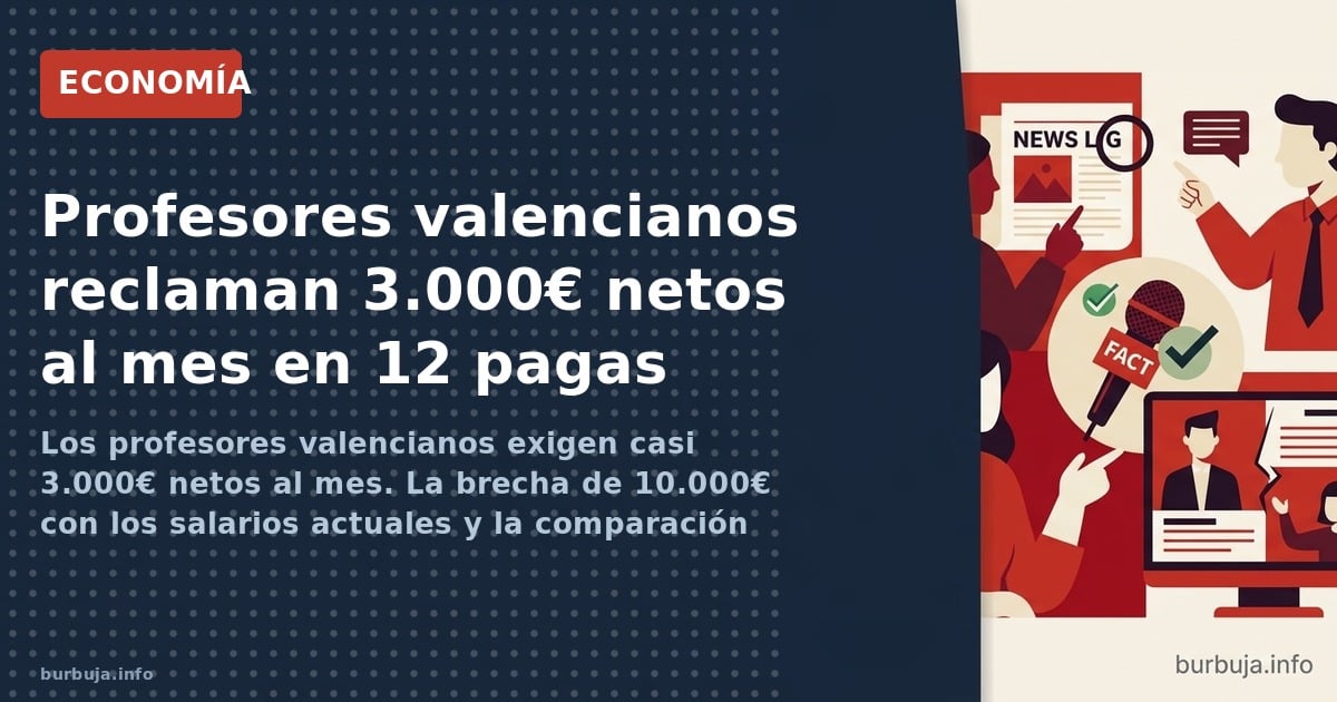 Los profesores valencianos exigen casi 3.000€ netos al mes. La brecha de 10.000€ con los salarios actuales y la comparación c