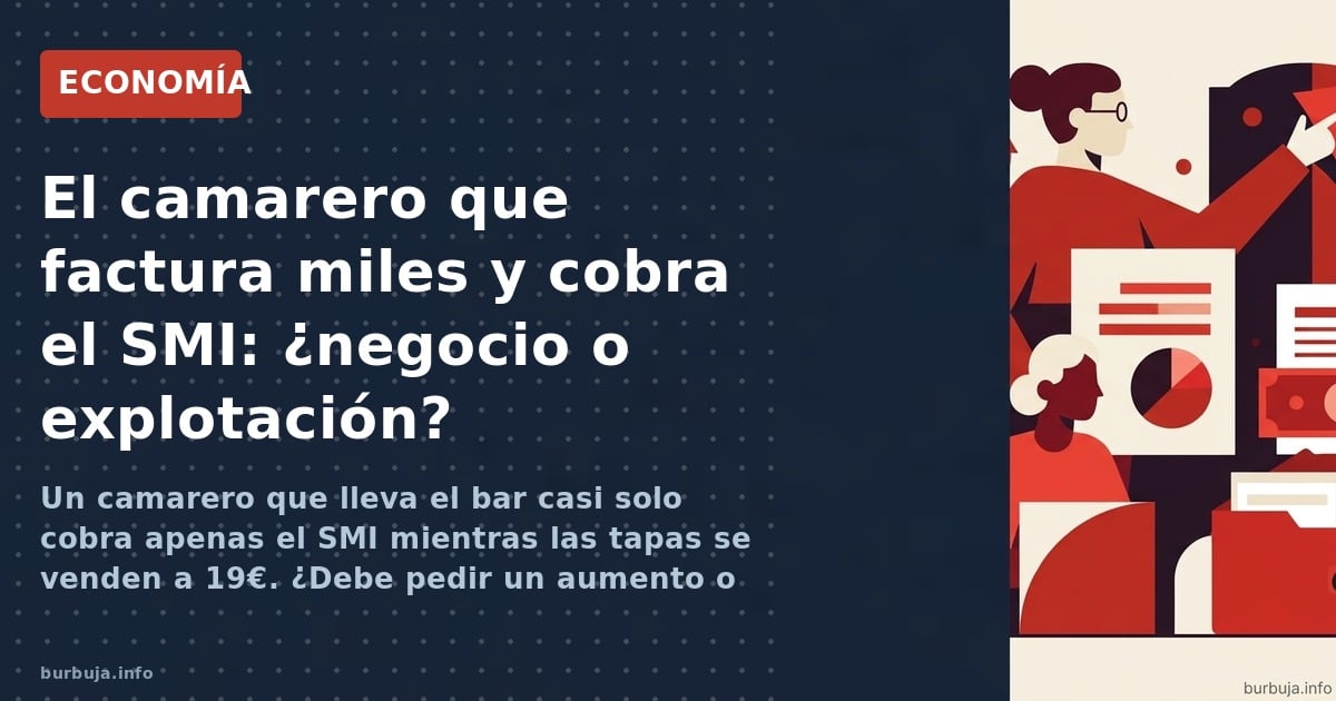 Un camarero que lleva el bar casi solo cobra apenas el SMI mientras las tapas se venden a 19€. ¿Debe pedir un aumento o busca