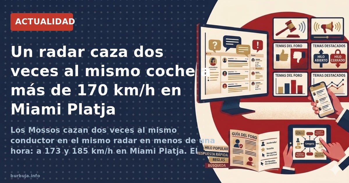 Los Mossos cazan dos veces al mismo conductor en el mismo radar en menos de una hora: a 173 y 185 km/h en Miami Platja. El ve