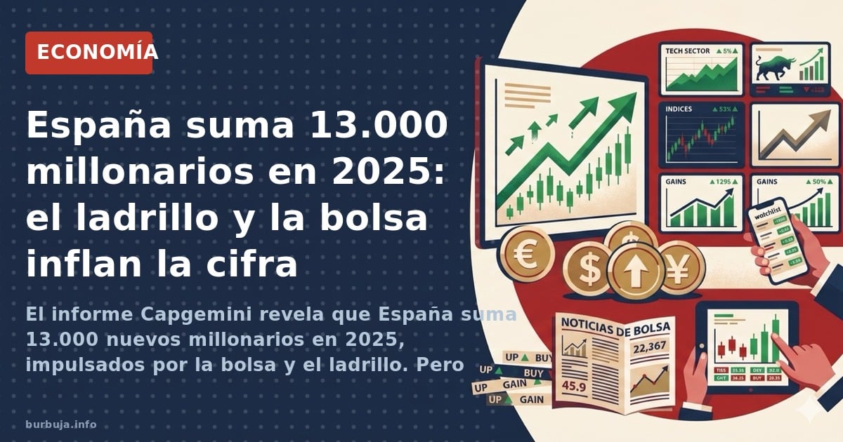 El informe Capgemini revela que España suma 13.000 nuevos millonarios en 2025, impulsados por la bolsa y el ladrillo. Pero ¿s