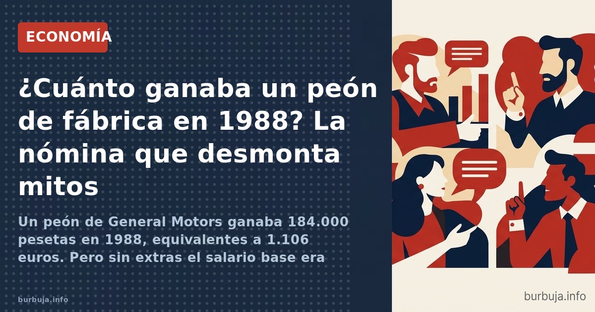 Un peón de General Motors ganaba 184.000 pesetas en 1988, equivalentes a 1.106 euros. Pero sin extras el salario base era men