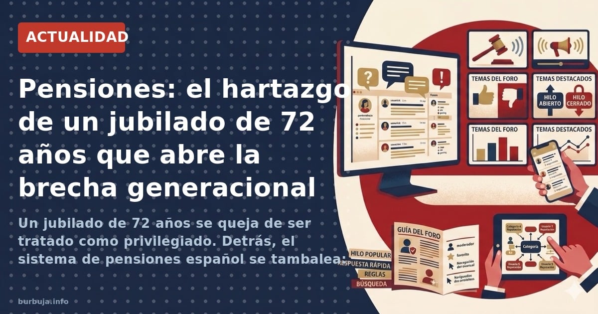 Jubilado de 72 años y jóvenes discutiendo sobre pensiones en España