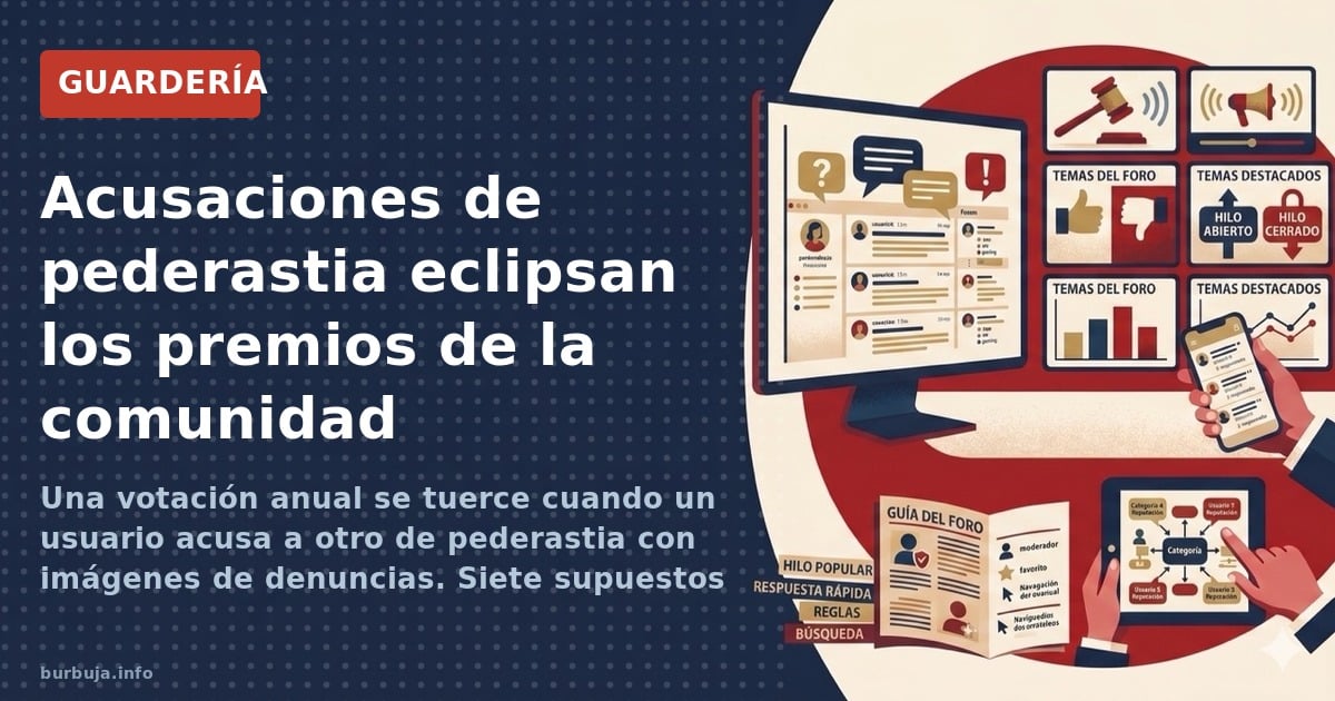 Una votación anual se tuerce cuando un usuario acusa a otro de pederastia con imágenes de denuncias. Siete supuestos denuncia