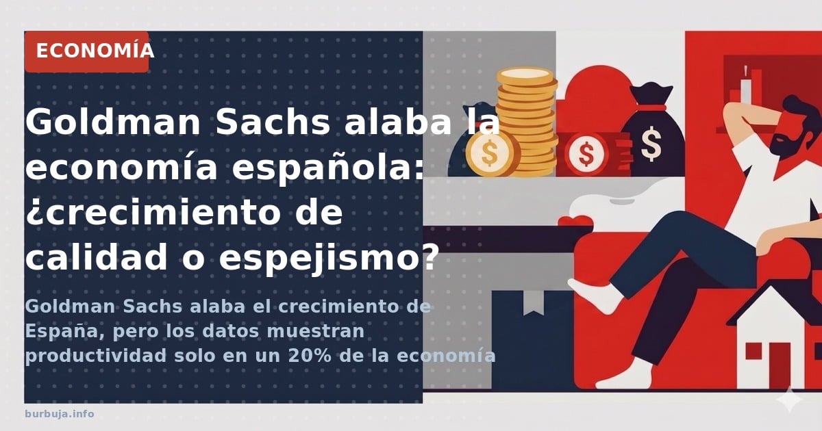 Goldman Sachs alaba el crecimiento de España, pero los datos muestran productividad solo en un 20% de la economía y deuda al 
