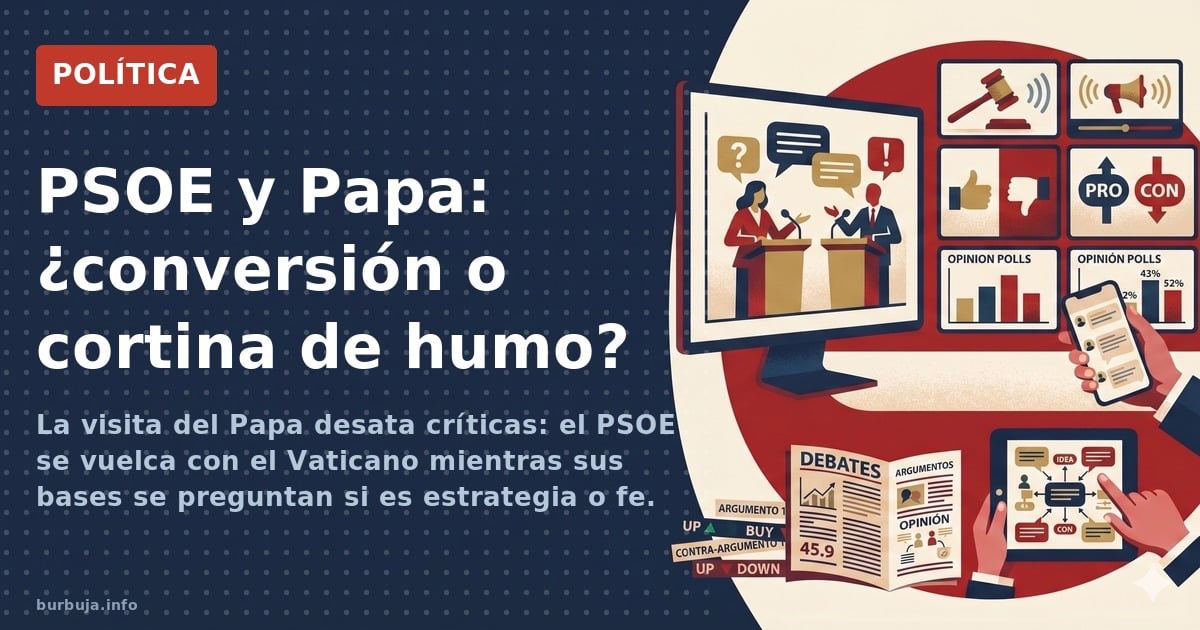 La visita del Papa desata críticas: el PSOE se vuelca con el Vaticano mientras sus bases se preguntan si es estrategia o fe. 