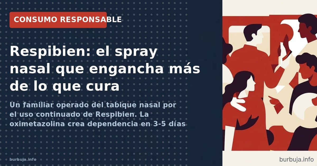 Un familiar operado del tabique nasal por el uso continuado de Respibien. La oximetazolina crea dependencia en 3-5 días y pro
