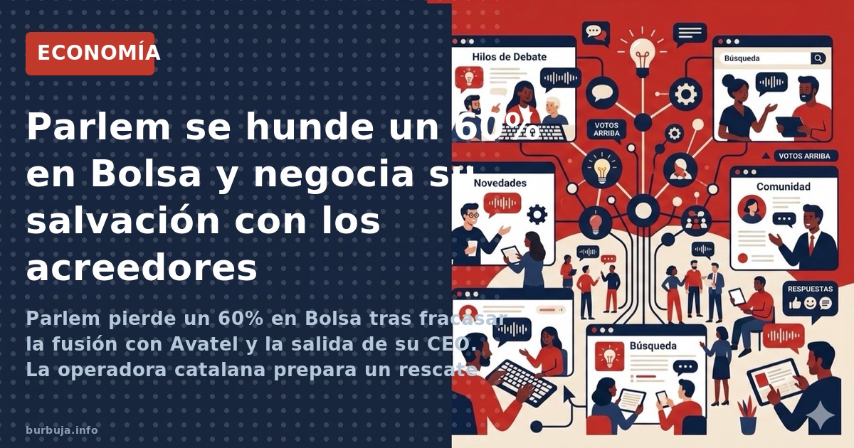 Parlem pierde un 60% en Bolsa tras fracasar la fusión con Avatel y la salida de su CEO. La operadora catalana prepara un resc