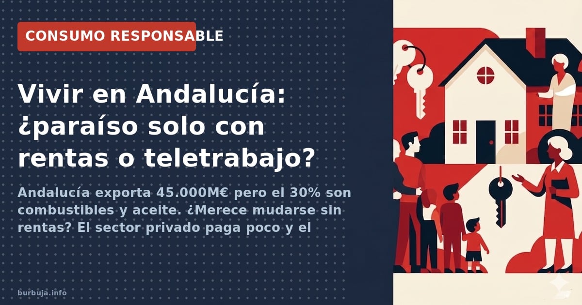 Andalucía exporta 45.000M€ pero el 30% son combustibles y aceite. ¿Merece mudarse sin rentas? El sector privado paga poco y e
