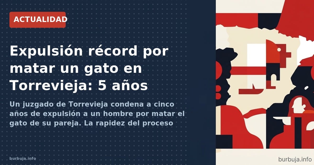Un juzgado de Torrevieja condena a cinco años de expulsión a un hombre por matar el gato de su pareja. La rapidez del proceso