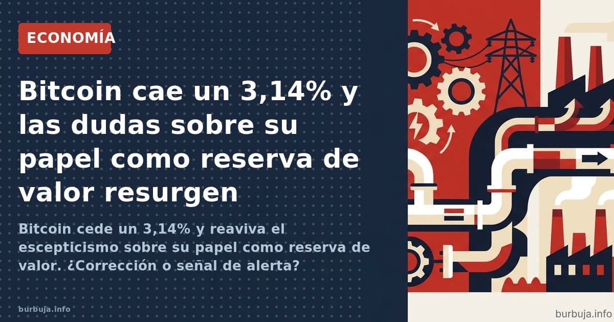 Bitcoin cede un 3,14% y reaviva el escepticismo sobre su papel como reserva de valor. ¿Corrección o señal de alerta?