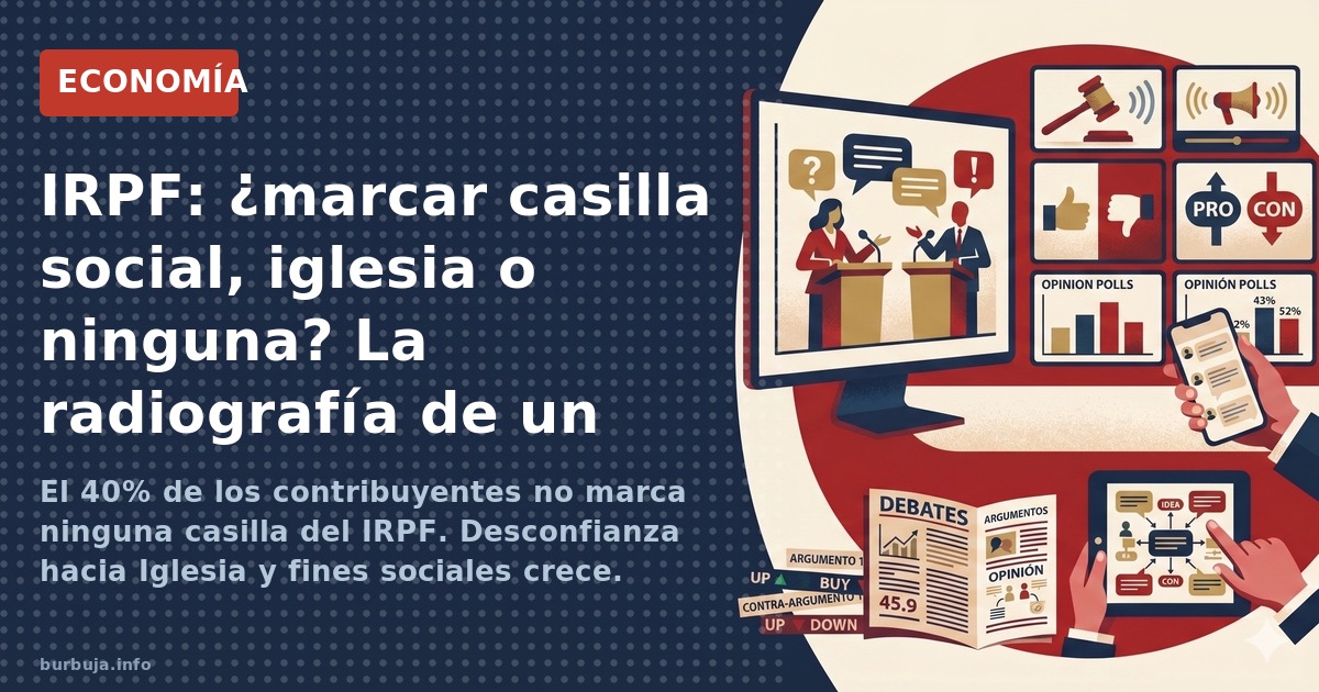 El 40% de los contribuyentes no marca ninguna casilla del IRPF. Desconfianza hacia Iglesia y fines sociales crece. Análisis d