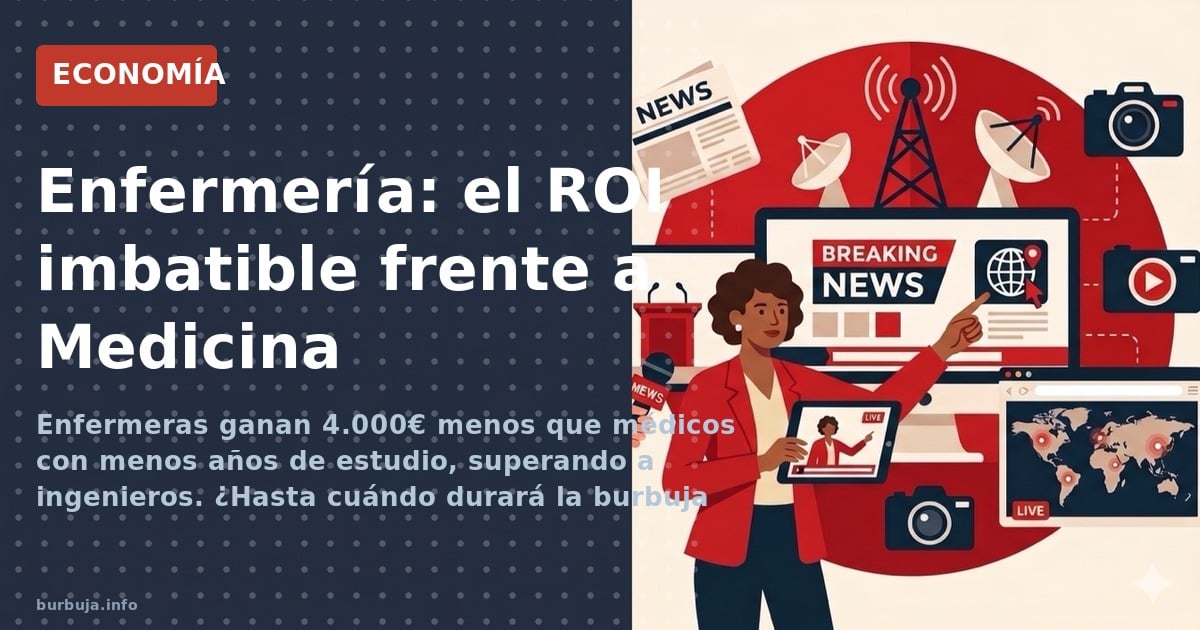 Enfermeras ganan 4.000€ menos que médicos con menos años de estudio, superando a ingenieros. ¿Hasta cuándo durará la burbuja 