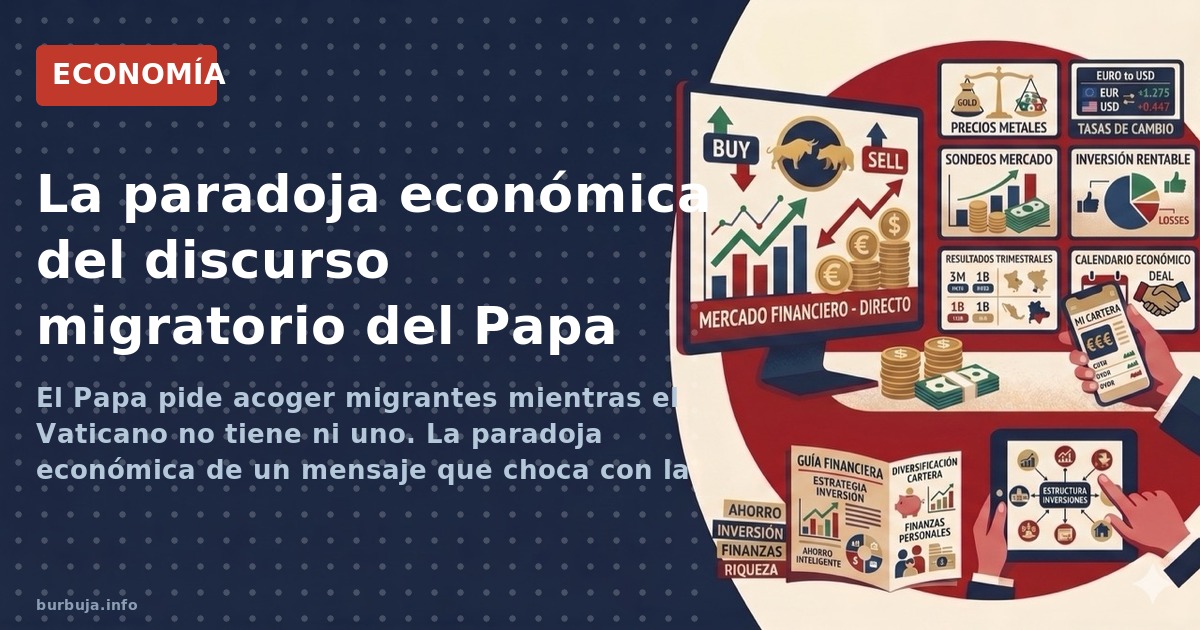 El Papa pide acoger migrantes mientras el Vaticano no tiene ni uno. La paradoja económica de un mensaje que choca con la real